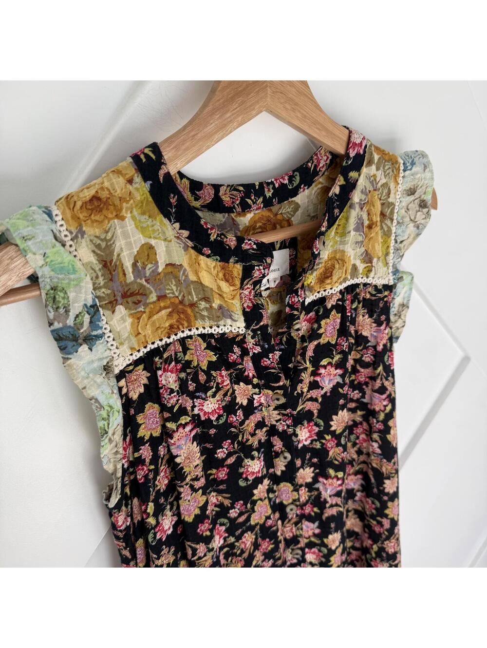 Anthropologie Floral Patchwork Maxi Dress Boho Cottage Core XS - Picture 7 of 8